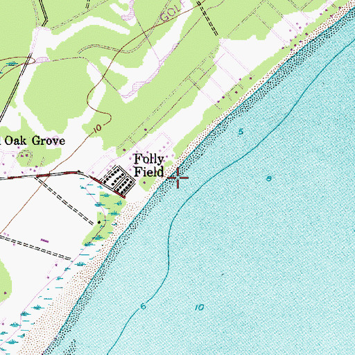 Topographic Map of Folly Field Beach, SC