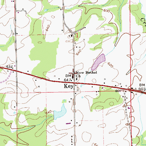 Topographic Map of New Bethel Church, AL