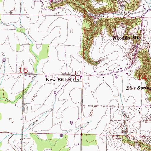 Topographic Map of New Bethel Church, AL