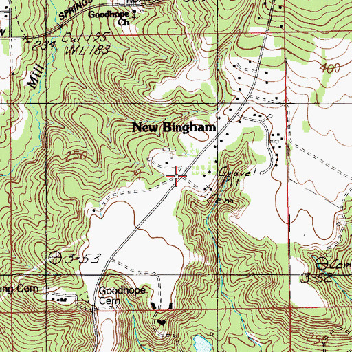 Topographic Map of New Bingham, AL