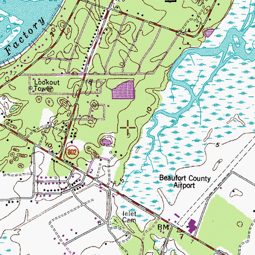 Topographic Map of Lady's Island Middle School, SC