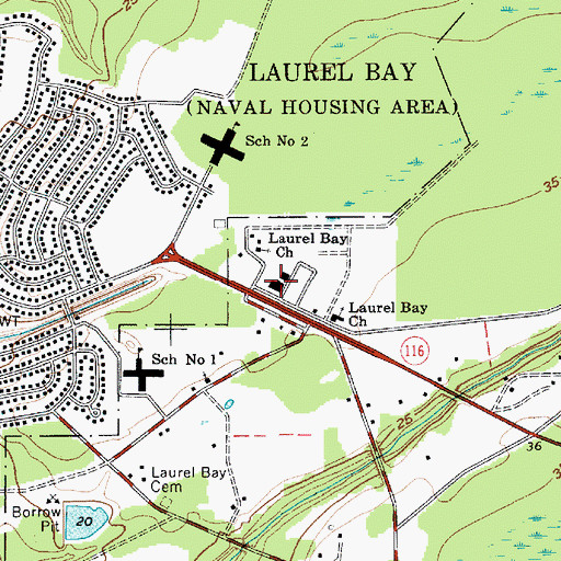 Topographic Map of Laurel Bay Shopping Center, SC