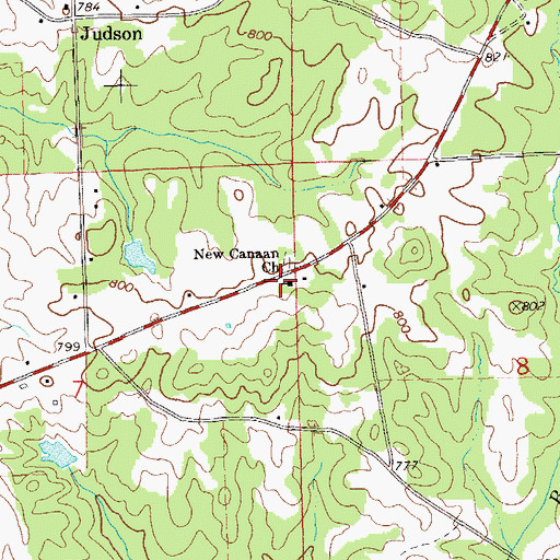 Topographic Map of New Canaan Church, AL