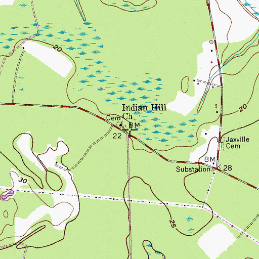Topographic Map of Okatie School (historical), SC