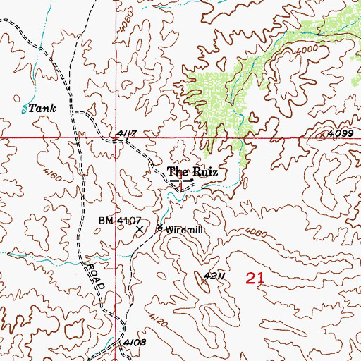 Topographic Map of The Ruiz, AZ