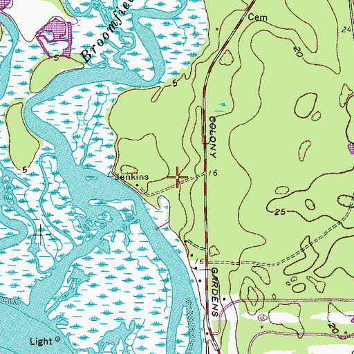 Topographic Map of Partridge Woods, SC