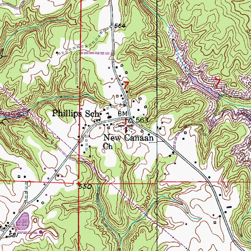 Topographic Map of New Canaan Church, AL