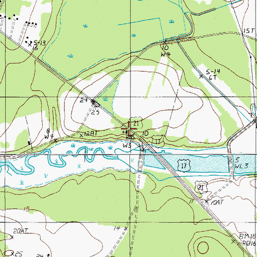 Topographic Map of Pocotaligo Church, SC