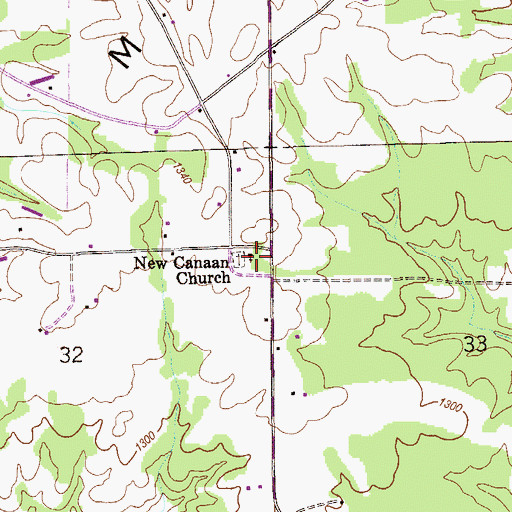 Topographic Map of New Canaan Church, AL