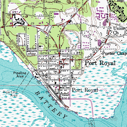 Topographic Map of Port Royal Elementary School, SC