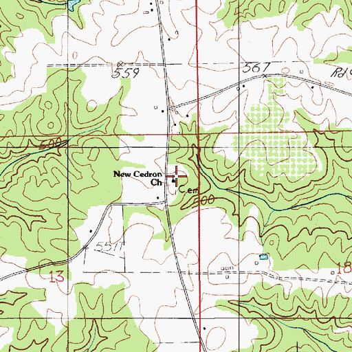 Topographic Map of New Cedron Baptist Church, AL