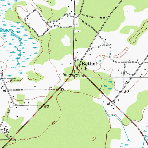 Topographic Map of Saint Helena Parish Chapel of Ease Ruins, SC