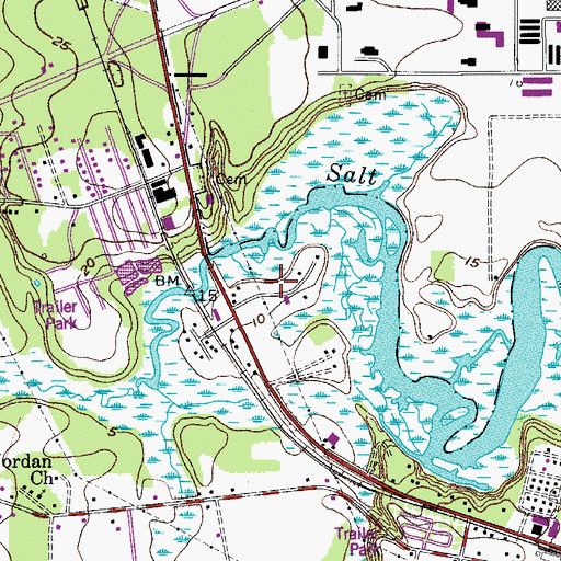 Topographic Map of Salt Creek, SC