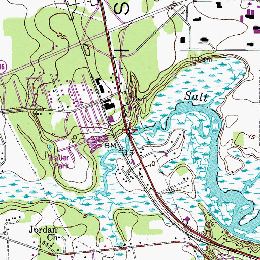 Topographic Map of Saltwater Bridge, SC