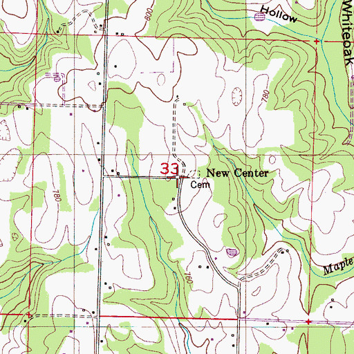 Topographic Map of New Center Cemetery, AL