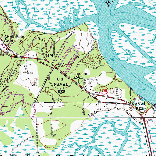 Topographic Map of Shell Point Baptist Church, SC