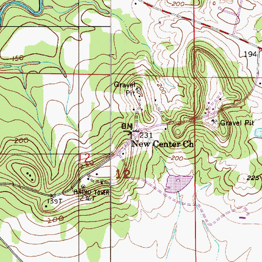 Topographic Map of New Center Church, AL