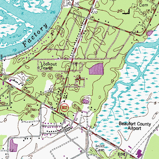Topographic Map of Sherwood Forest, SC