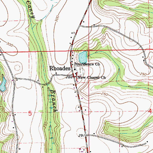 Topographic Map of New Chapel Church, AL