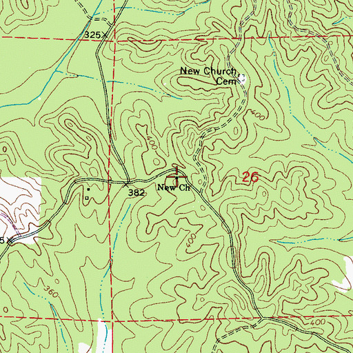 Topographic Map of New Church, AL