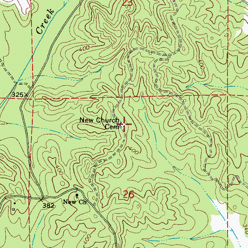 Topographic Map of New Church Cemetery, AL