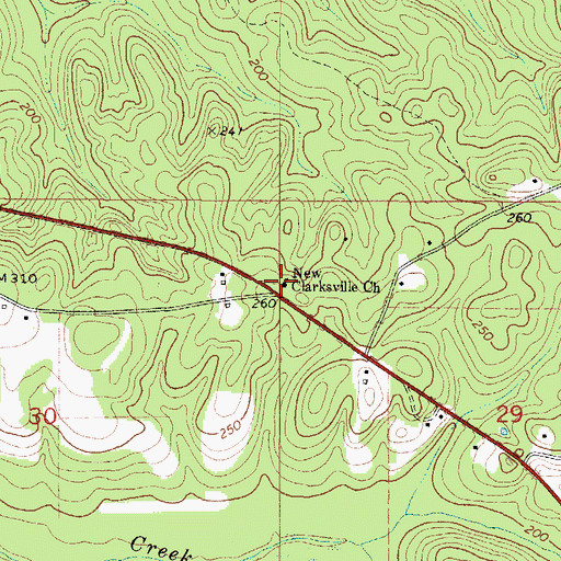 Topographic Map of New Clarksville Church, AL