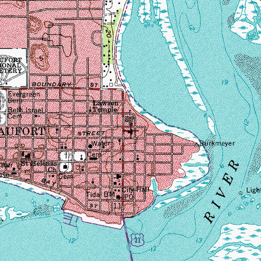 Topographic Map of Beaufort College (historical), SC