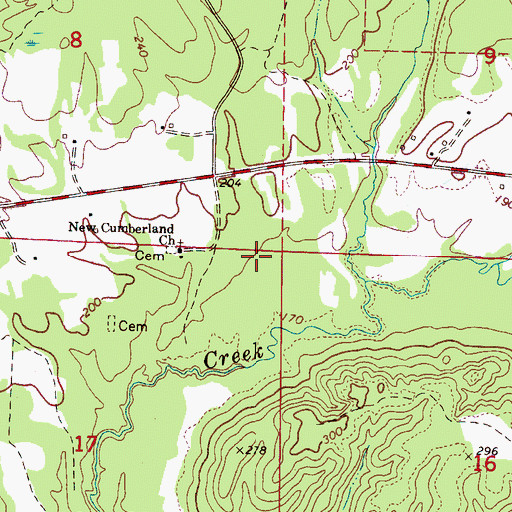 Topographic Map of New Cumberland Church, AL