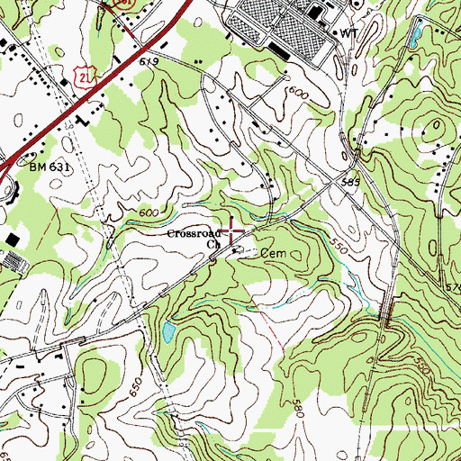 Topographic Map of Crossroads School (historical), SC