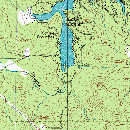 Topographic Map of Lake Lanier, SC