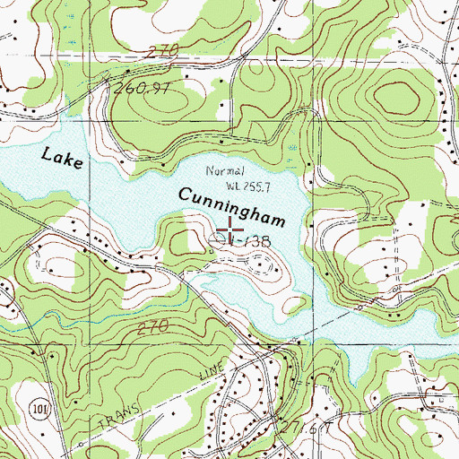 Topographic Map of Lake Cunningham, SC