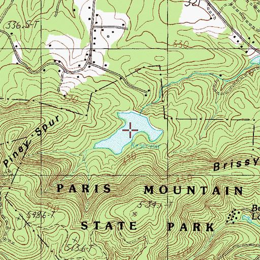 Topographic Map of Parris Mountain Holding Pond, SC