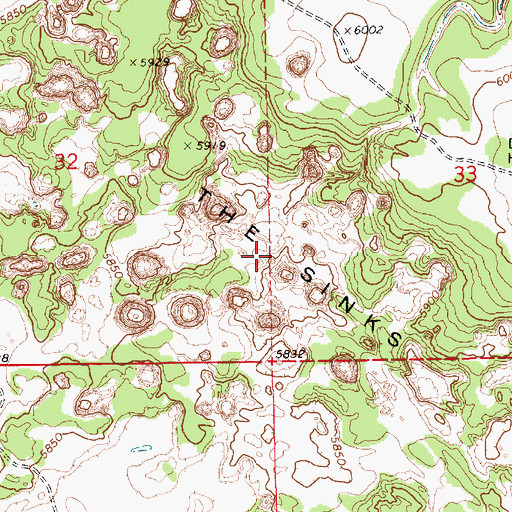 Topographic Map of The Sinks, AZ