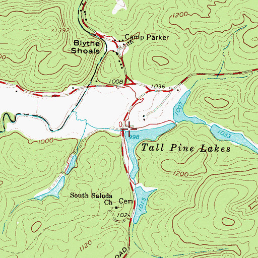 Topographic Map of South Carolina Noname 23020 D-1095 Dam, SC