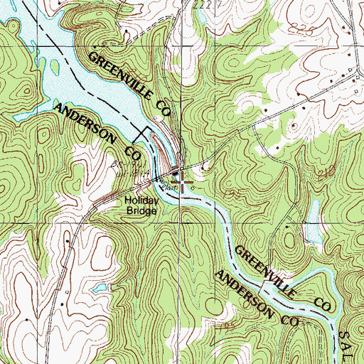 Topographic Map of Hollidays Bridge Dam, SC