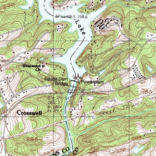 Topographic Map of Saluda Dam, SC