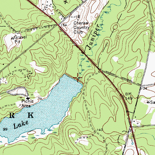 Topographic Map of Eureka Lake Dam D-3225, SC