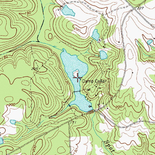 Topographic Map of Camp Coker Pond, SC