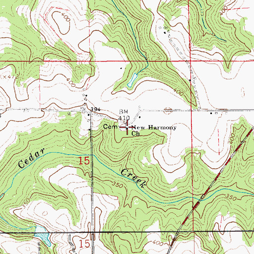 Topographic Map of New Harmony Church, AL