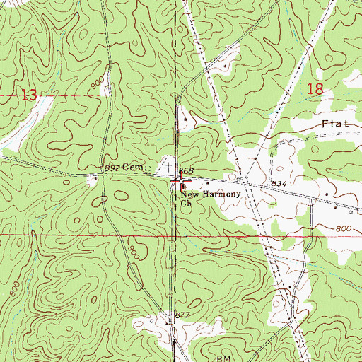 Topographic Map of New Harmony Church, AL