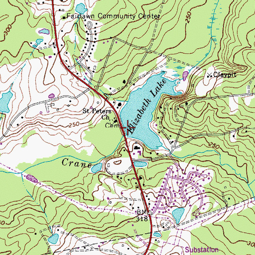 Topographic Map of South Carolina Noname 40002 Dam, SC
