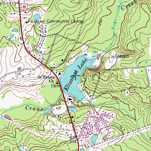 Topographic Map of Lake Elizabeth, SC