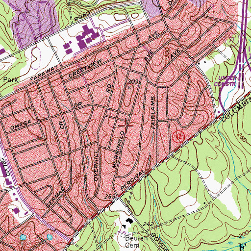 Topographic Map of Carys Lake, SC