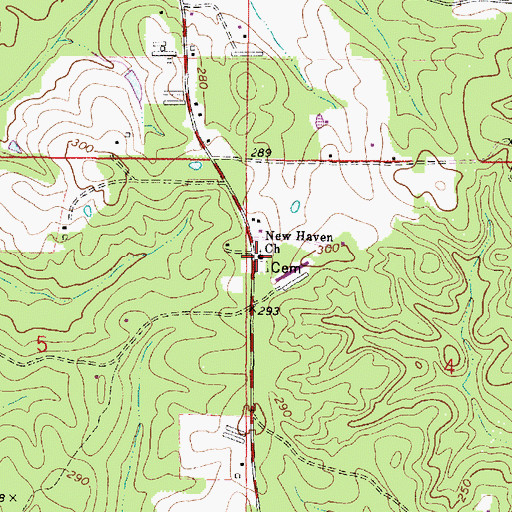 Topographic Map of New Haven Baptist Church, AL