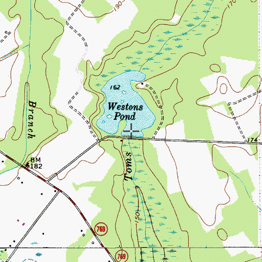 Topographic Map of Westons Pond D-0593 Dam, SC