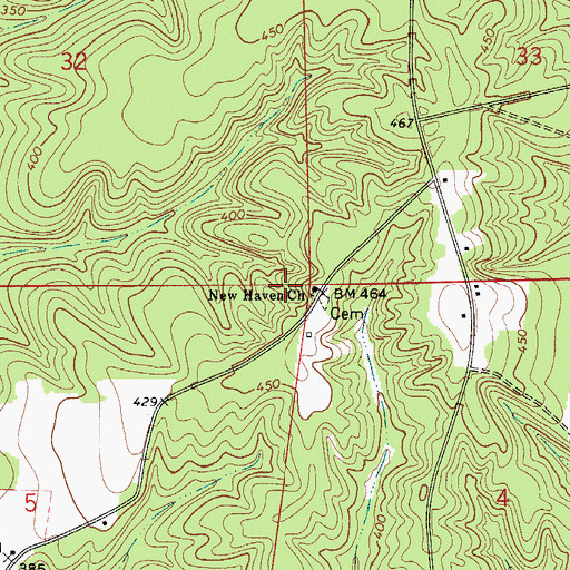 Topographic Map of New Haven Church of Christ, AL