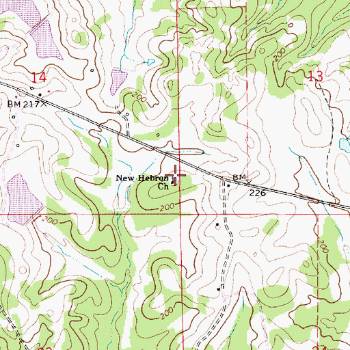 Topographic Map of New Hebron Church, AL