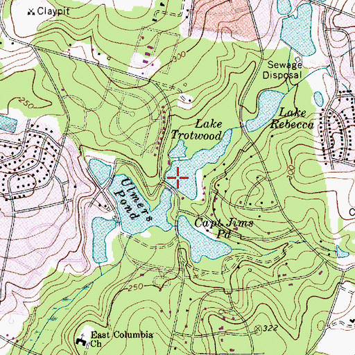 Topographic Map of Lake Trotwood Dam, SC