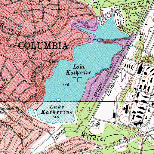 Topographic Map of Lake Katherine Dam, SC
