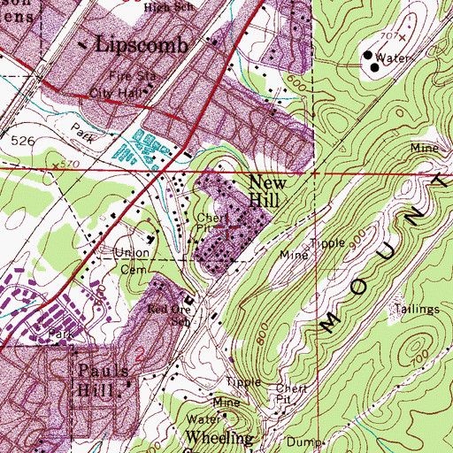 Topographic Map of New Hill, AL